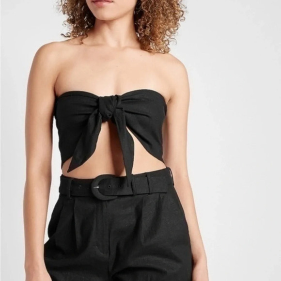 Express Tops - NWT express linen blend tie front bandeau top